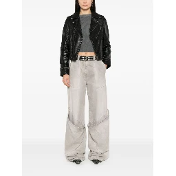 Black Leather Jacket With A Glossy Effect