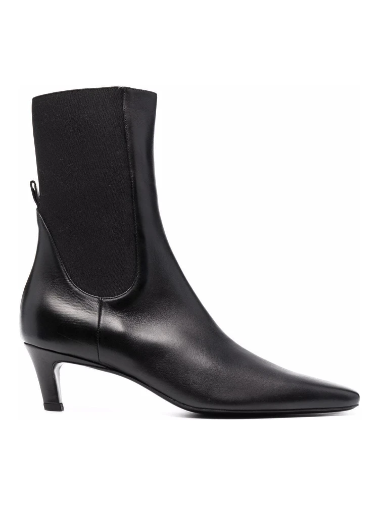 Toteme Mid Heel Leather Boots In Black