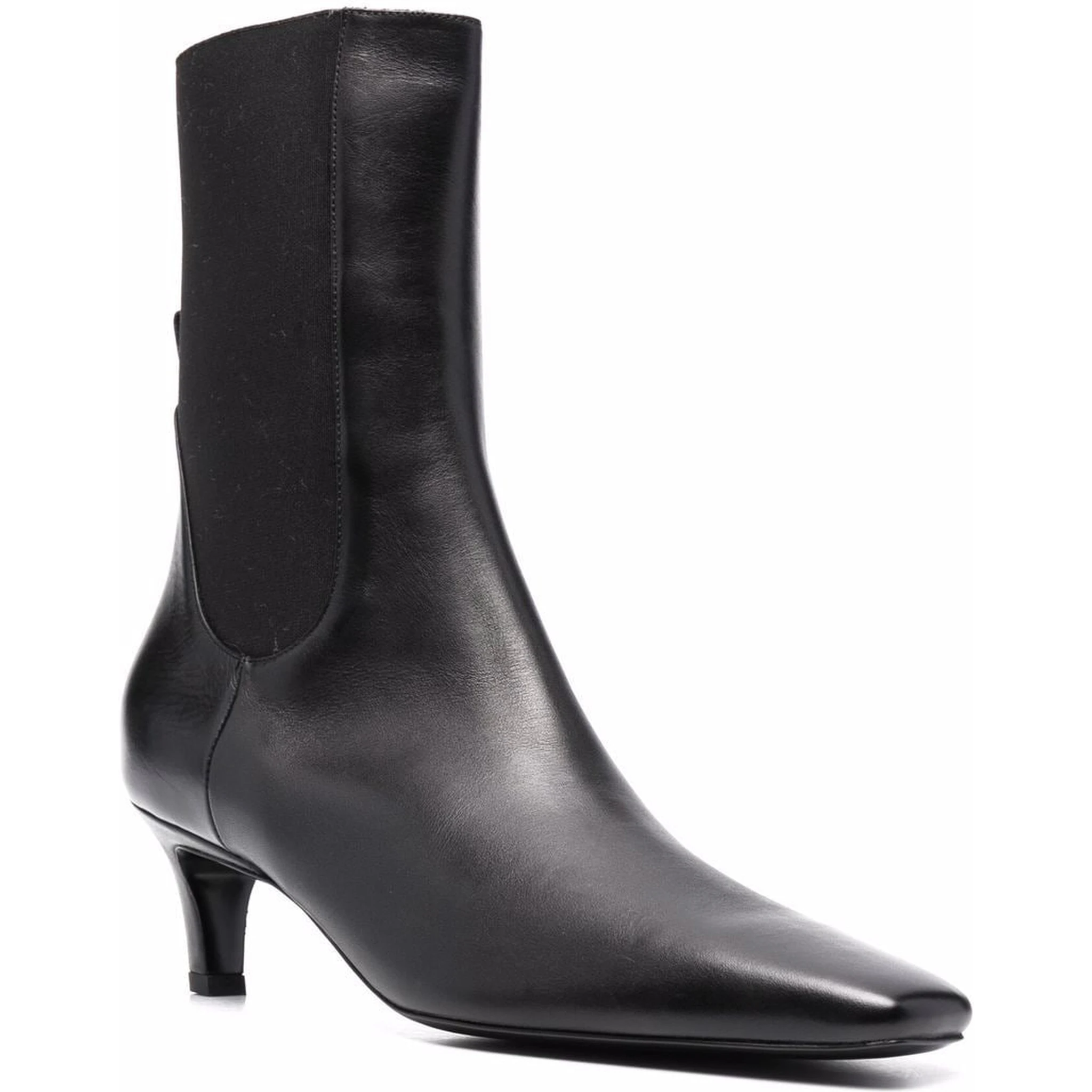 Toteme Mid Heel Leather Boots In Black