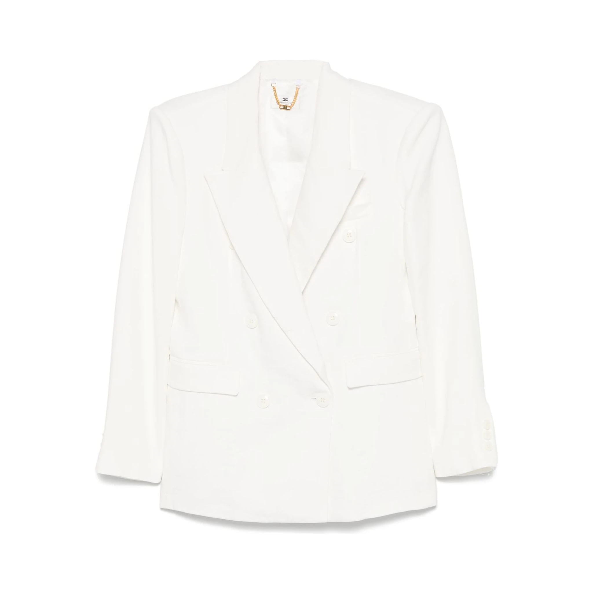 Linen Blend Double-breasted Jacket In White