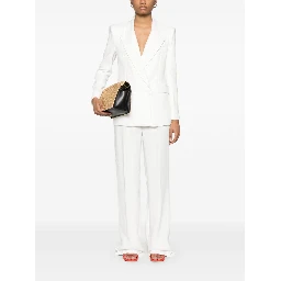 Linen Blend Double-breasted Jacket In White