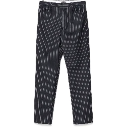 Striped Wool Trousers Featuring Pockets In Blue