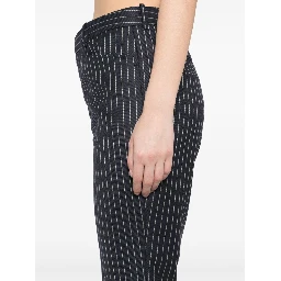 Striped Wool Trousers Featuring Pockets In Blue