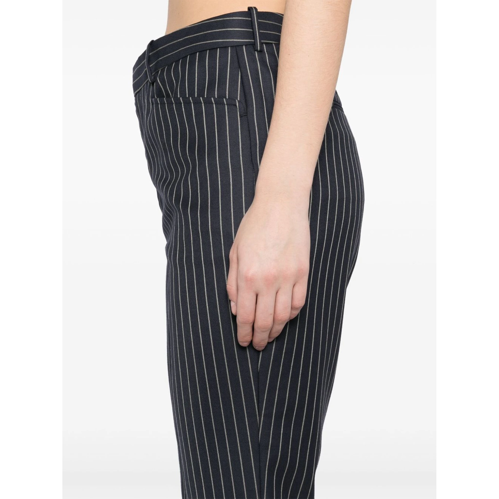 Striped Wool Trousers Featuring Pockets In Blue