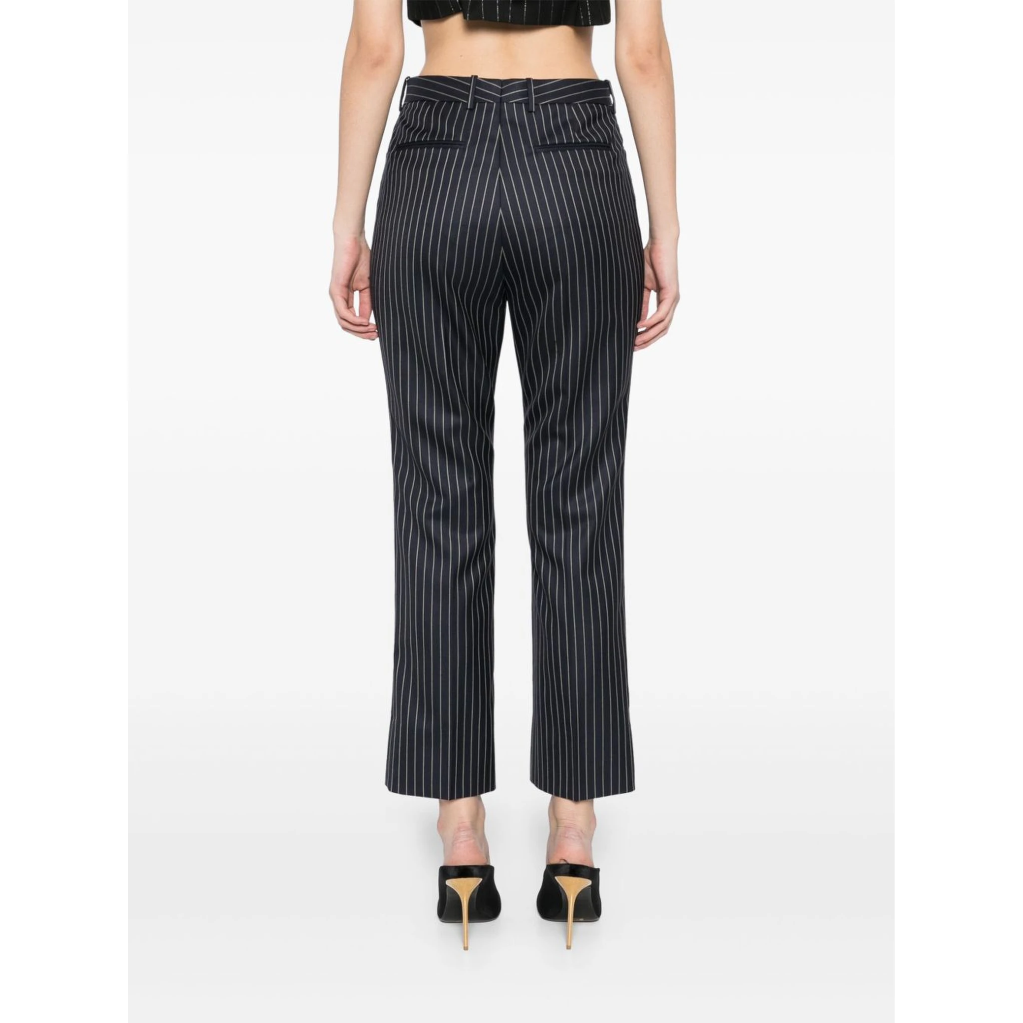 Striped Wool Trousers Featuring Pockets In Blue