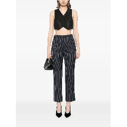 Striped Wool Trousers Featuring Pockets In Blue