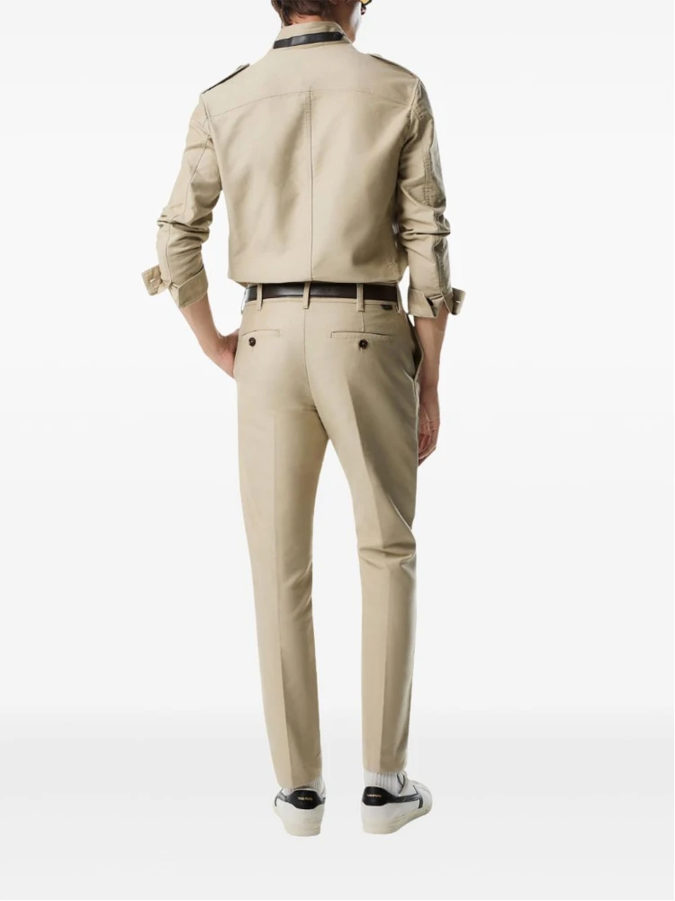 Sand Beige Man's Jacket With Pockets In Neutral alternative