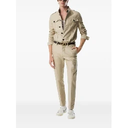 Sand Beige Man's Jacket With Pockets In Neutral