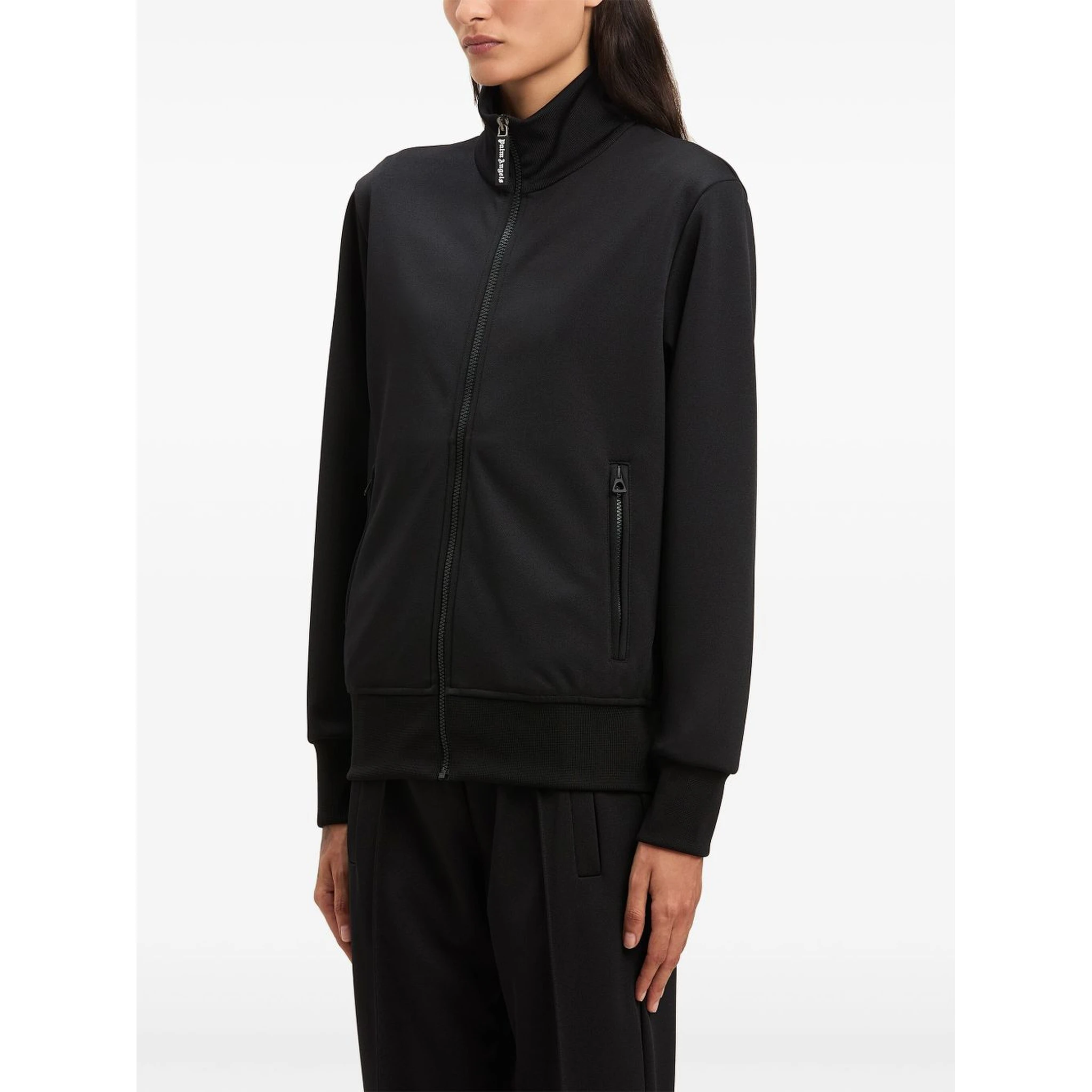 Curved Logo Track Jacket In Black