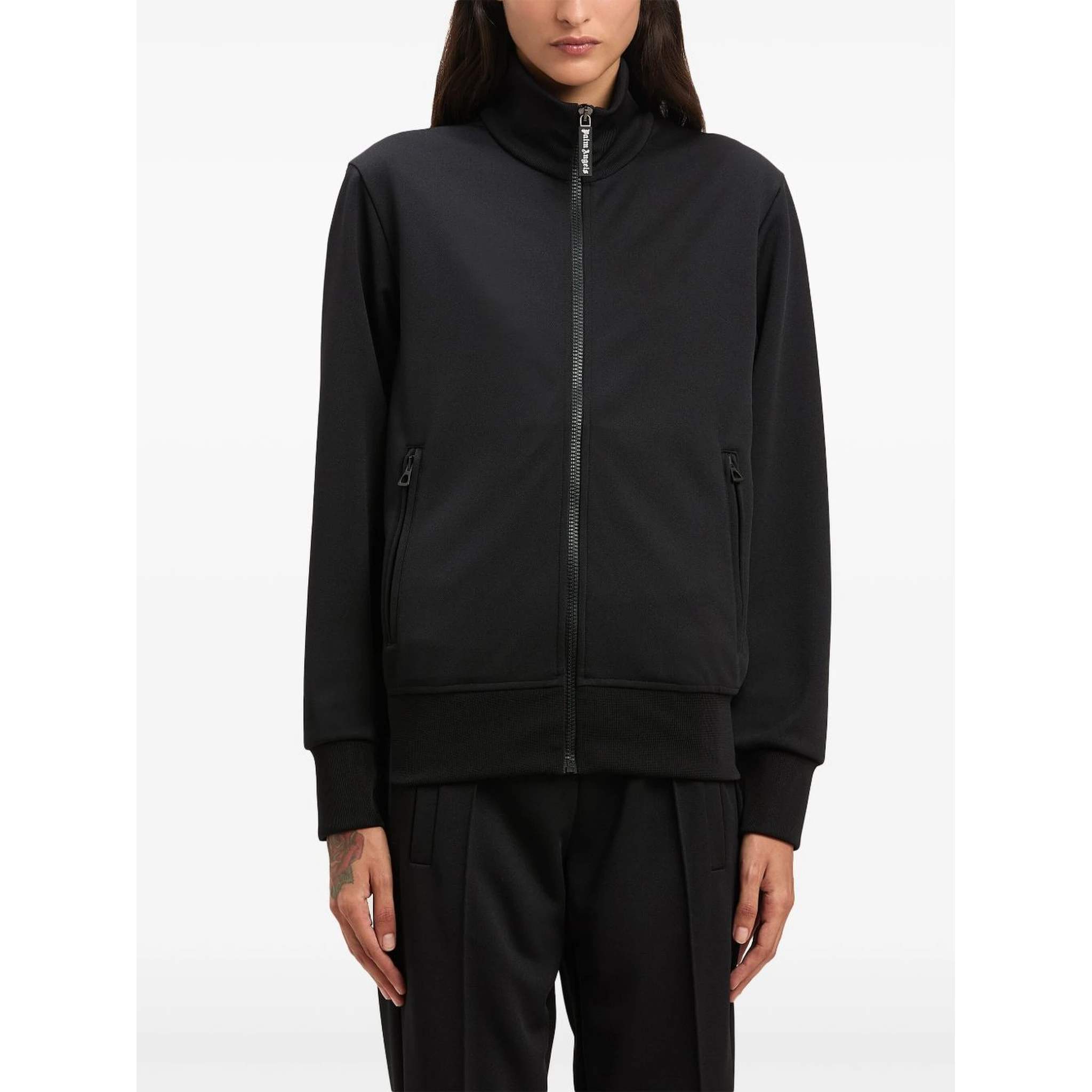 Curved Logo Track Jacket In Black