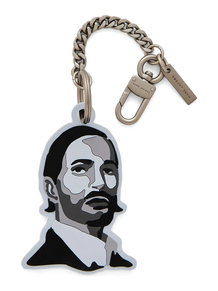 Marc Jacobs Face Charm Keyholder Chain Detail In Black
