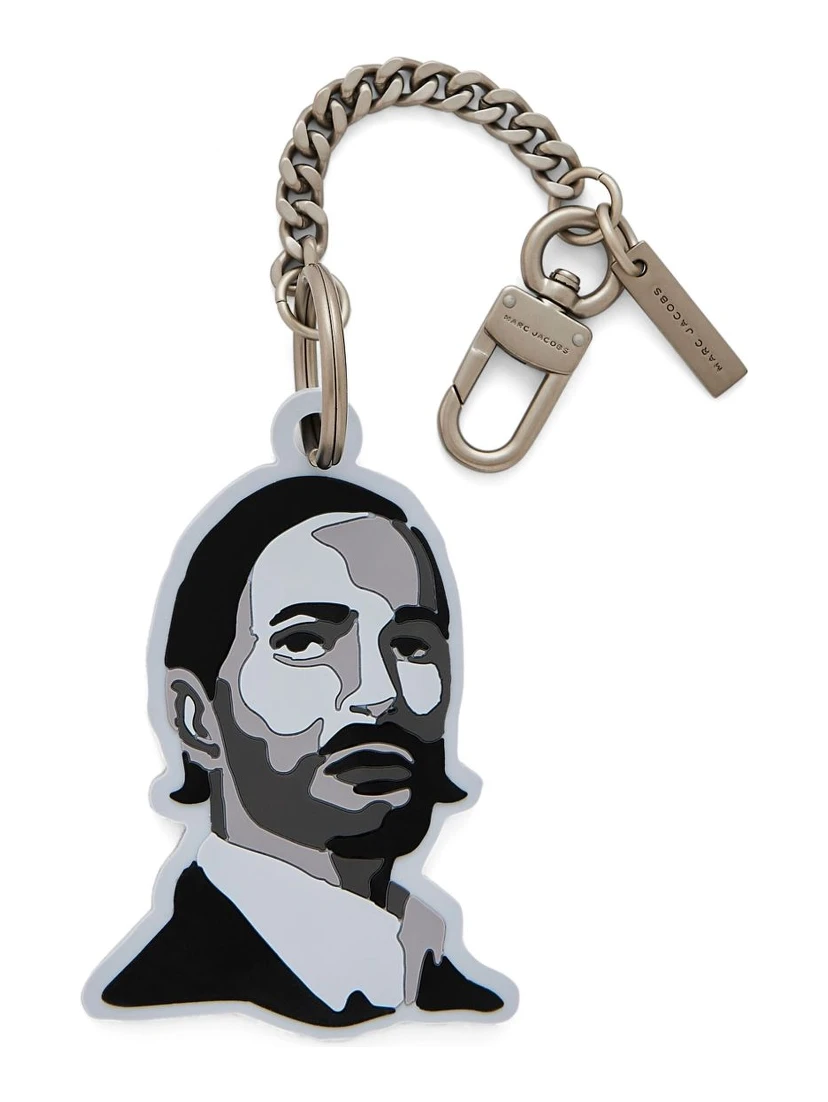 Marc Jacobs Face Charm Keyholder Chain Detail In Black