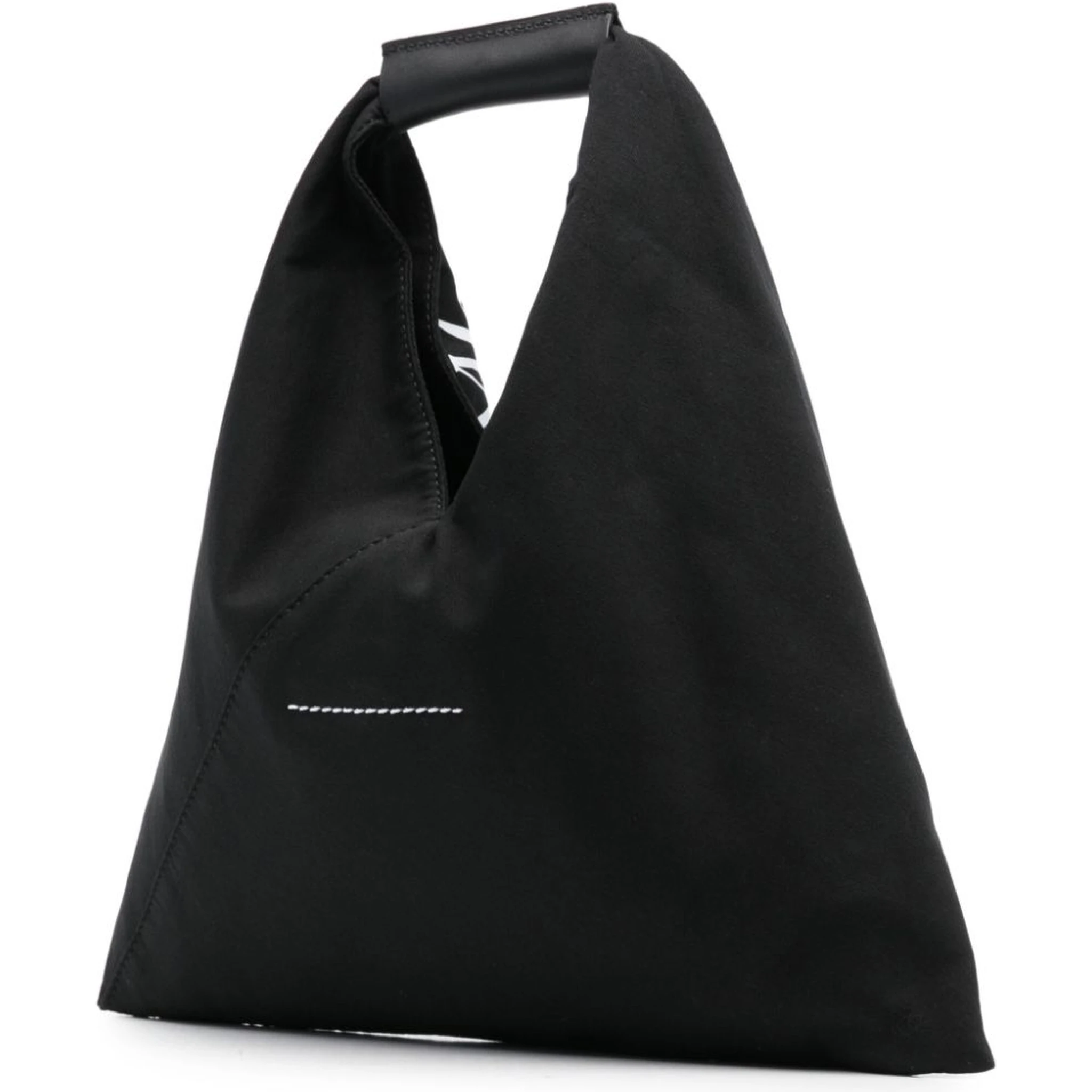 Small Japanese Triangle Top Handle Bag In Black