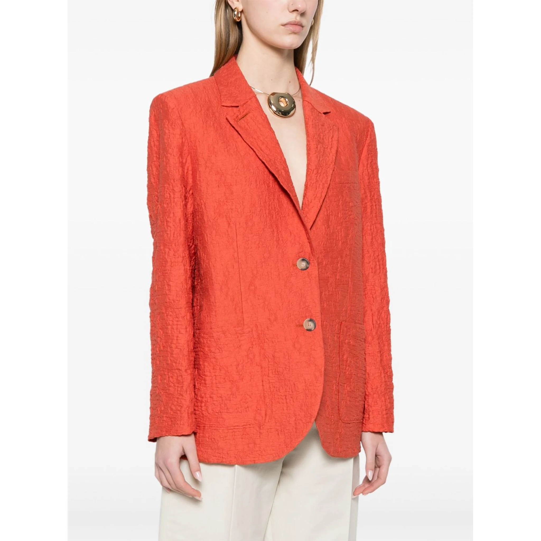 crinkled shoulder-pads blazer