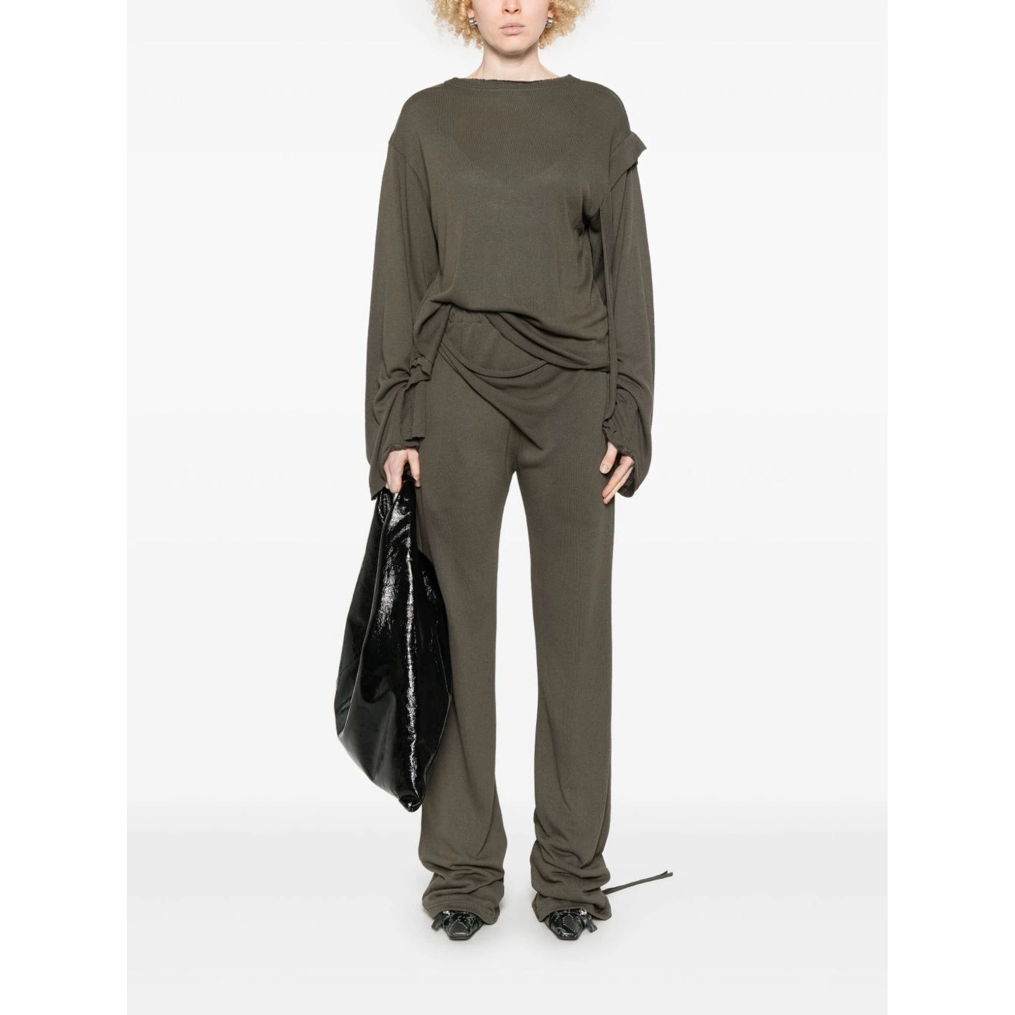 Deconstructed-design Trousers In Brown