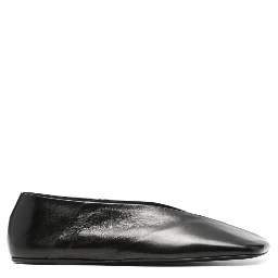 square-toe leather ballerina shoes