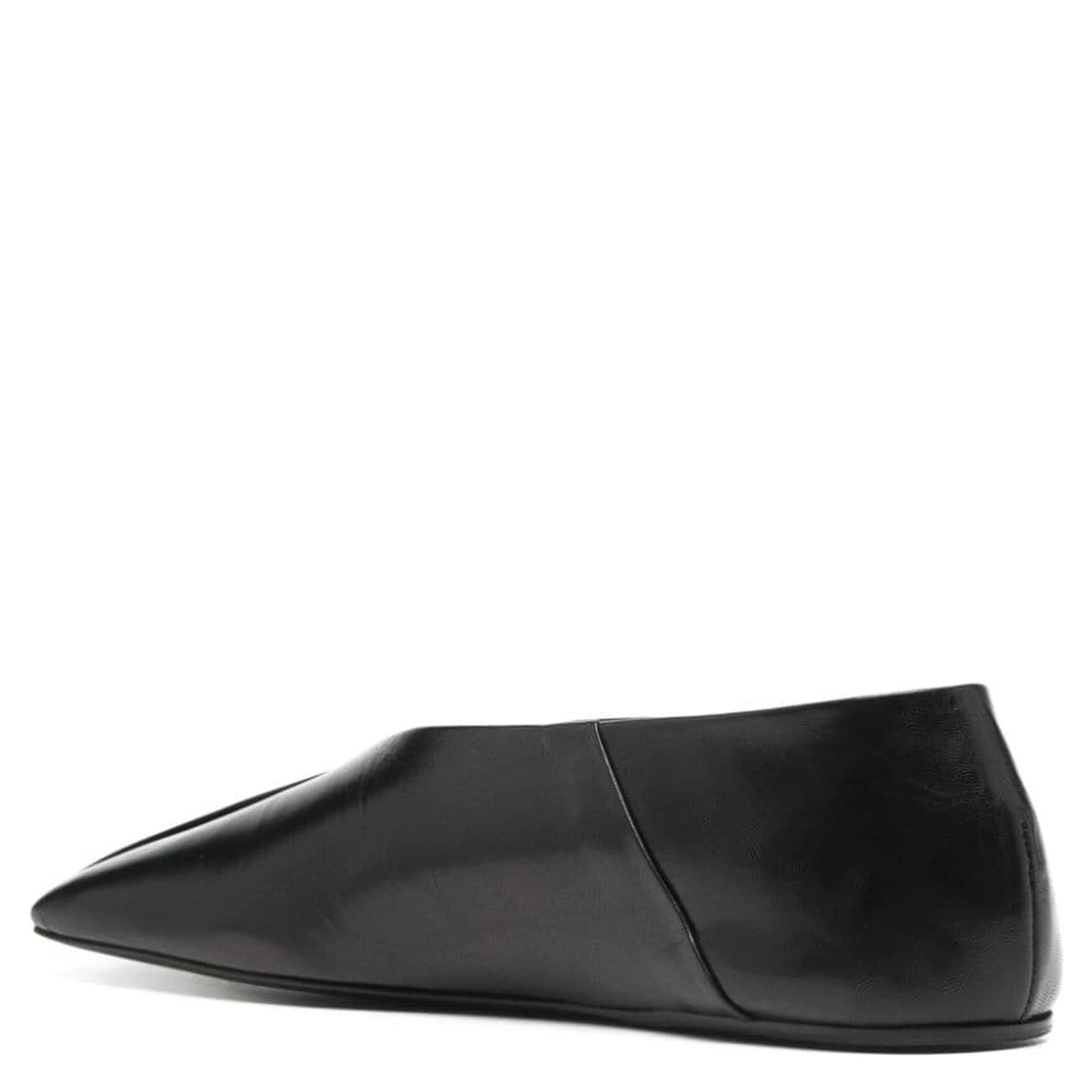 square-toe leather ballerina shoes