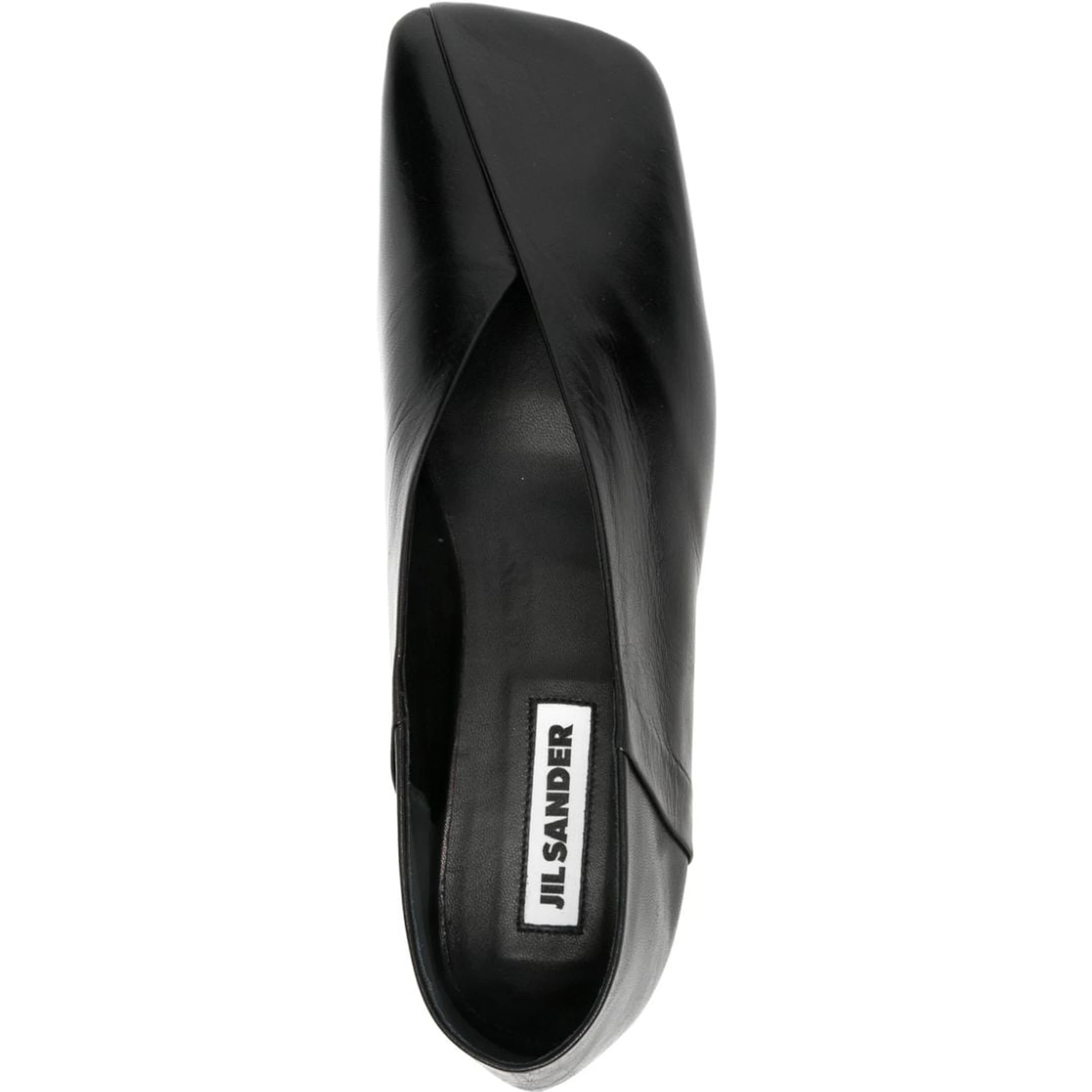 square-toe leather ballerina shoes