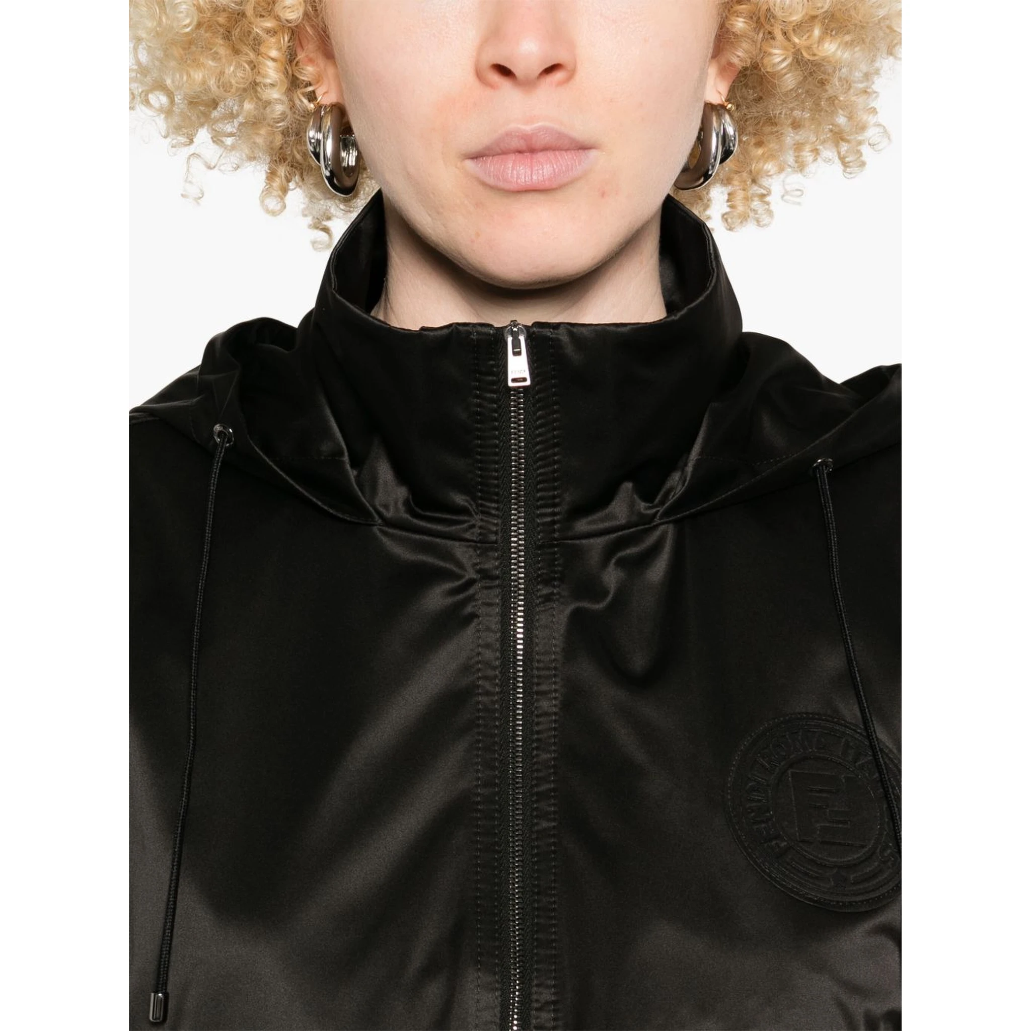 Hooded Zipped Vest In Black