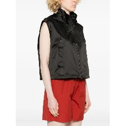 Hooded Zipped Vest In Black