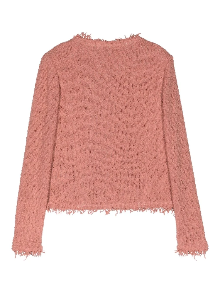 Open-front Jacket With Fringed Edges In Pink alternative