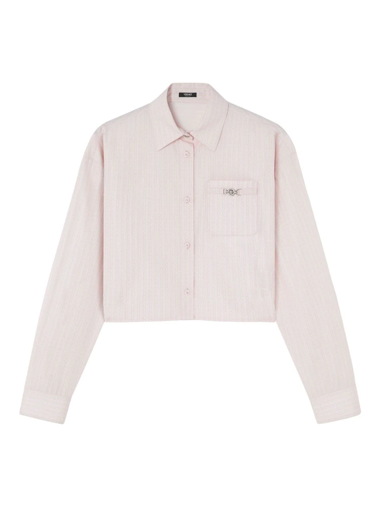 Pinstripe Chain cropped shirt