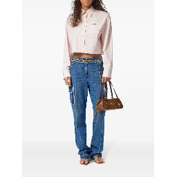 Pinstripe Chain cropped shirt
