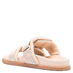 Women Mon Summer Leather Sandals With Nylon Details In Pink