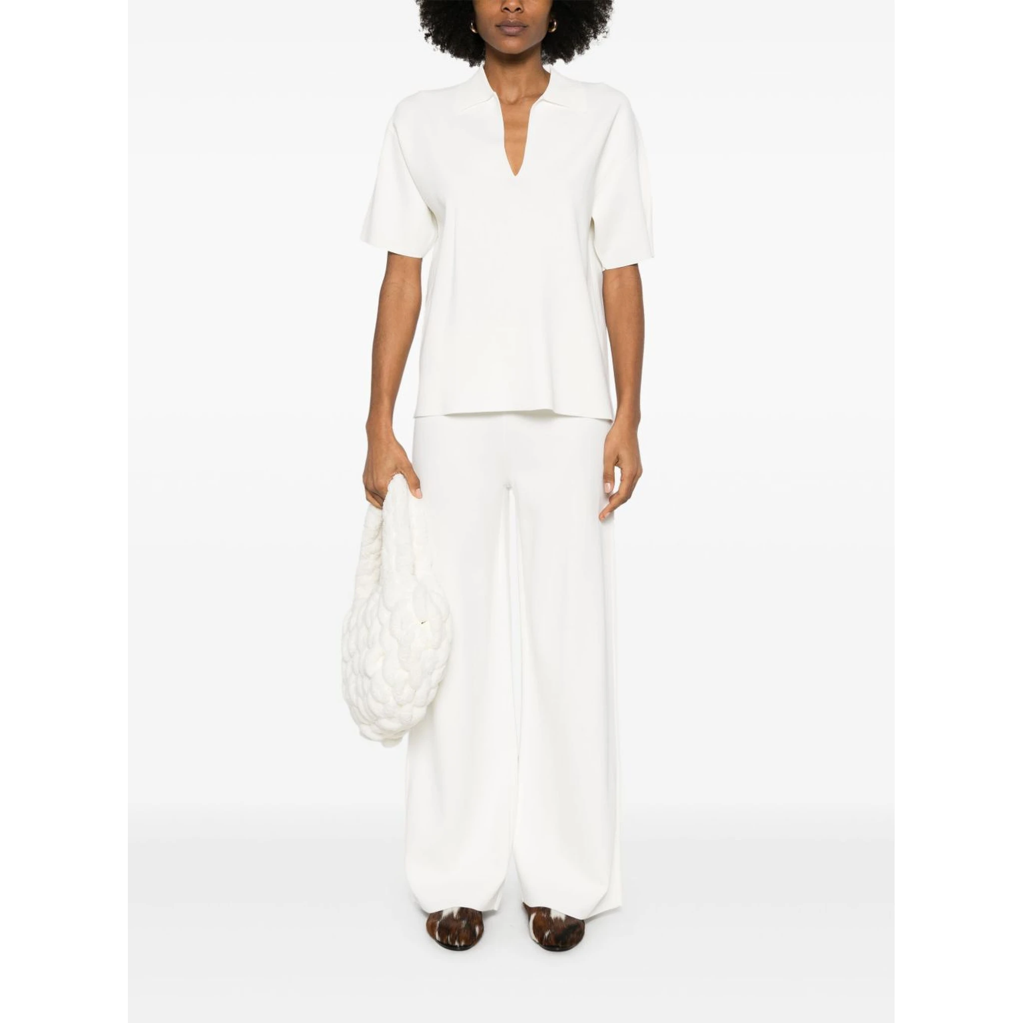 Parosh Knitted Flared Trousers In White