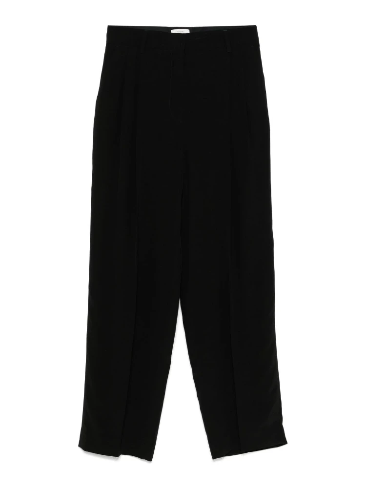 pleated straight-leg trousers