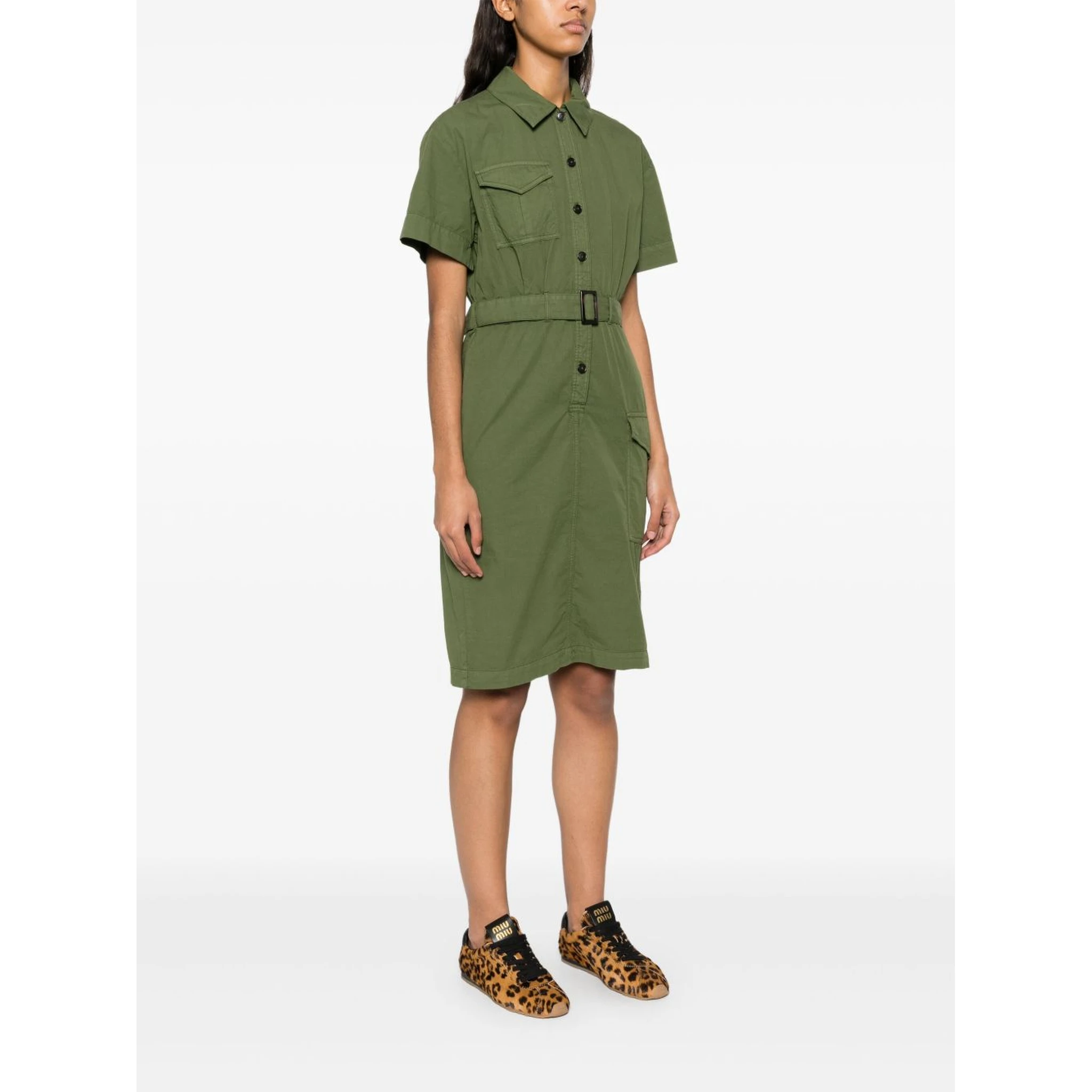 Woolrich Button Detailed Belted Dress
