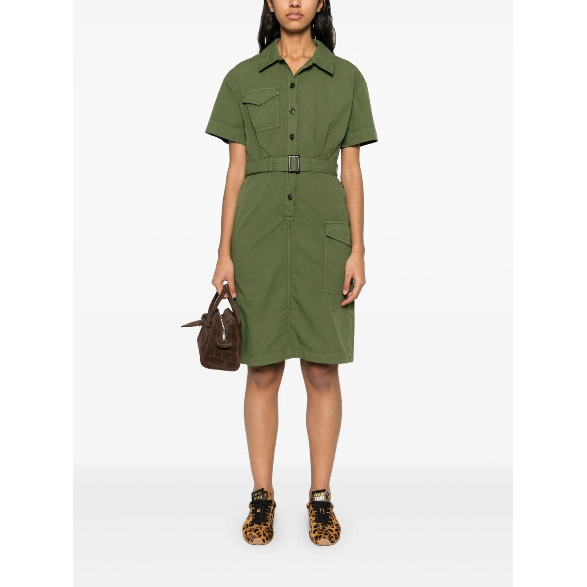 Woolrich Button Detailed Belted Dress