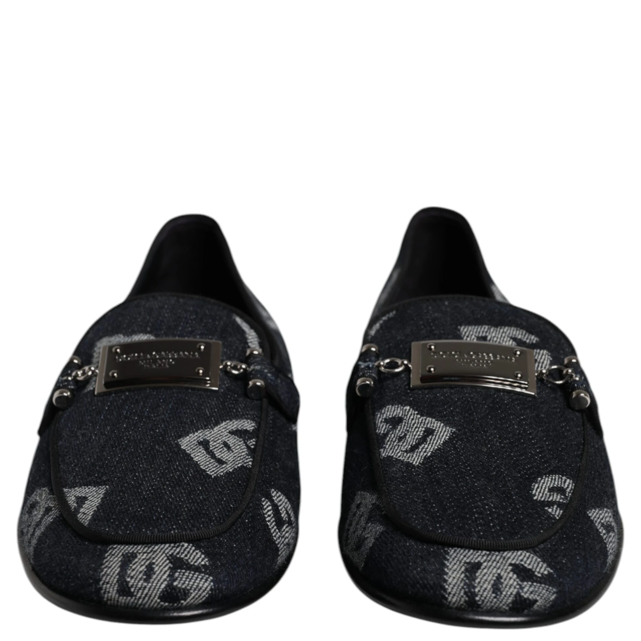 Black Logo Cotton Loafers Formal Dress Shoes