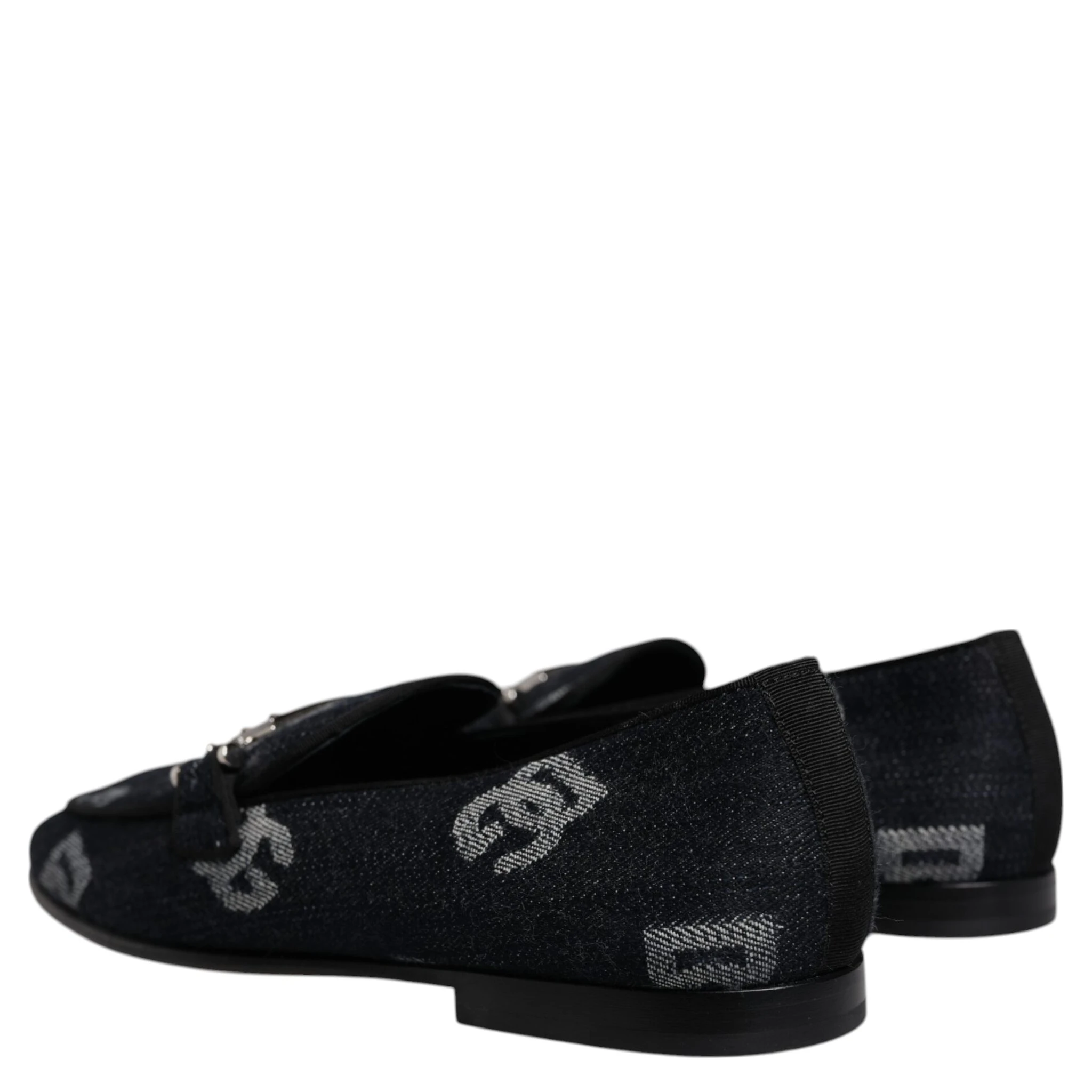 Black Logo Cotton Loafers Formal Dress Shoes