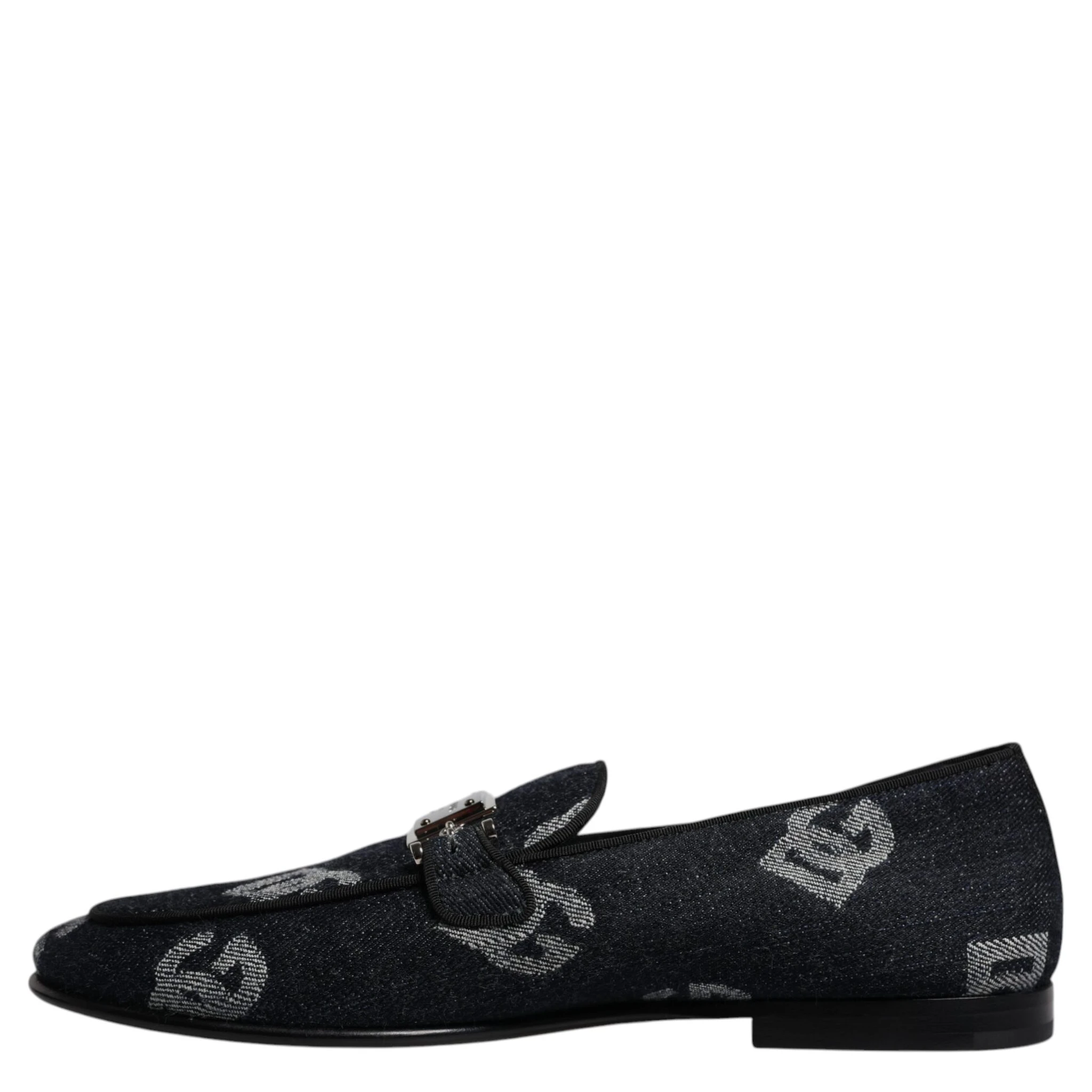 Black Logo Cotton Loafers Formal Dress Shoes
