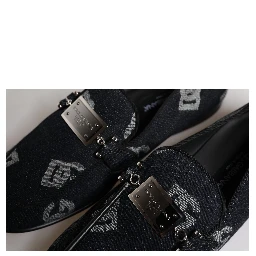 Black Logo Cotton Loafers Formal Dress Shoes