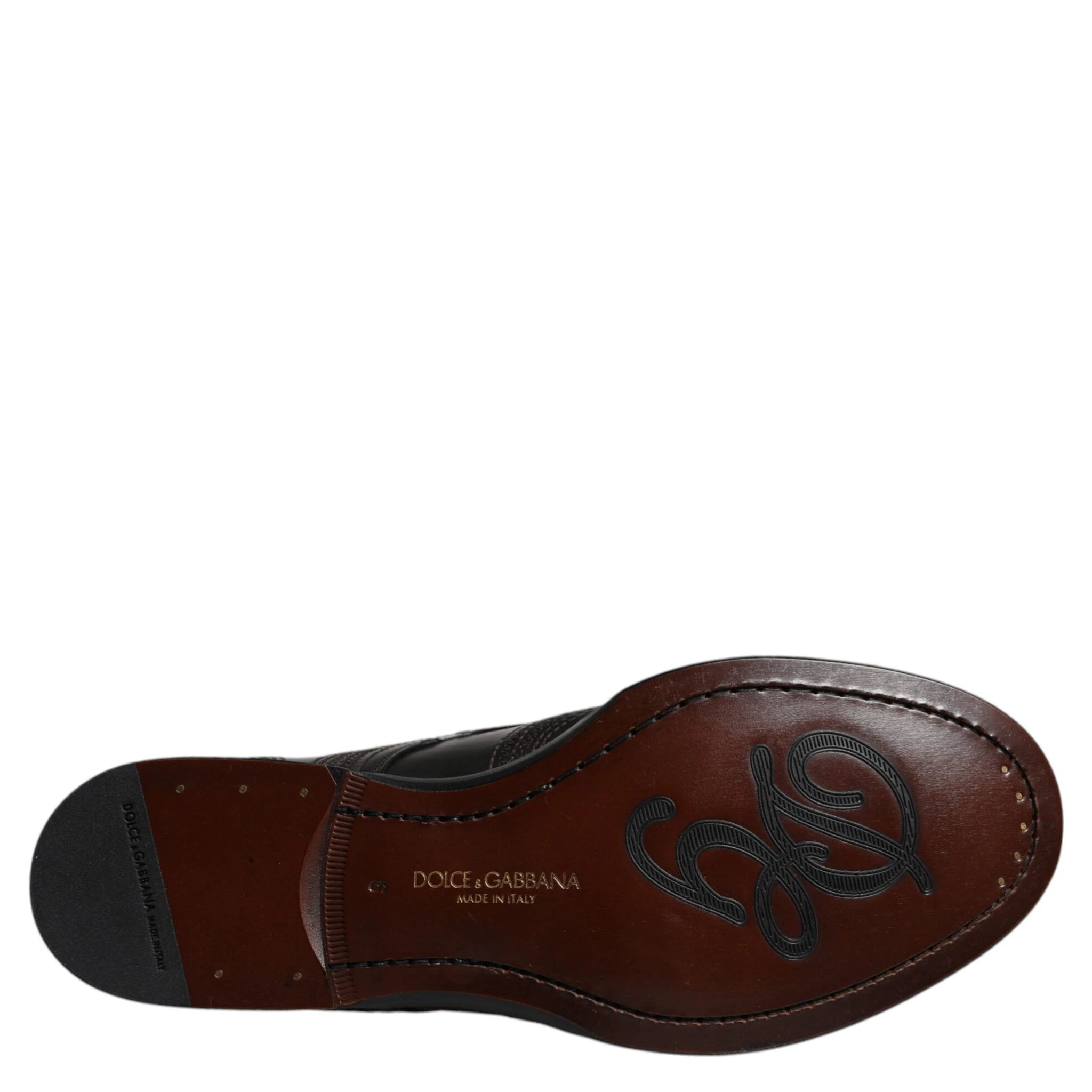 Black Embroidered Classic Leather Derby Dress Shoes