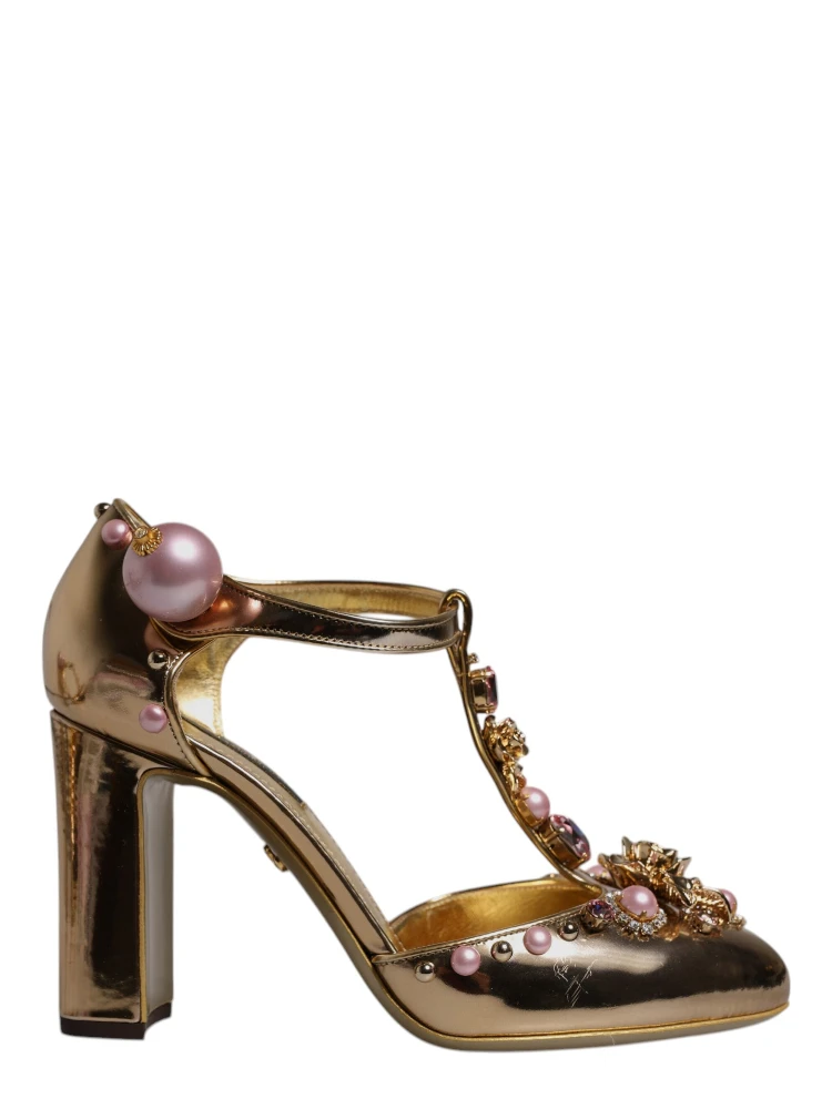 Gold Embellished Vally Heels Sandals Shoes