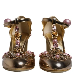 Gold Embellished Vally Heels Sandals Shoes