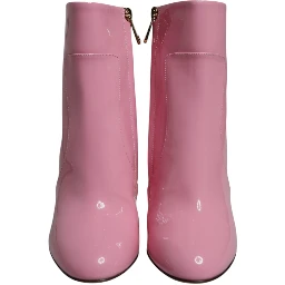 Pink Patent Leather Heel Mid Calf Boots Shoes