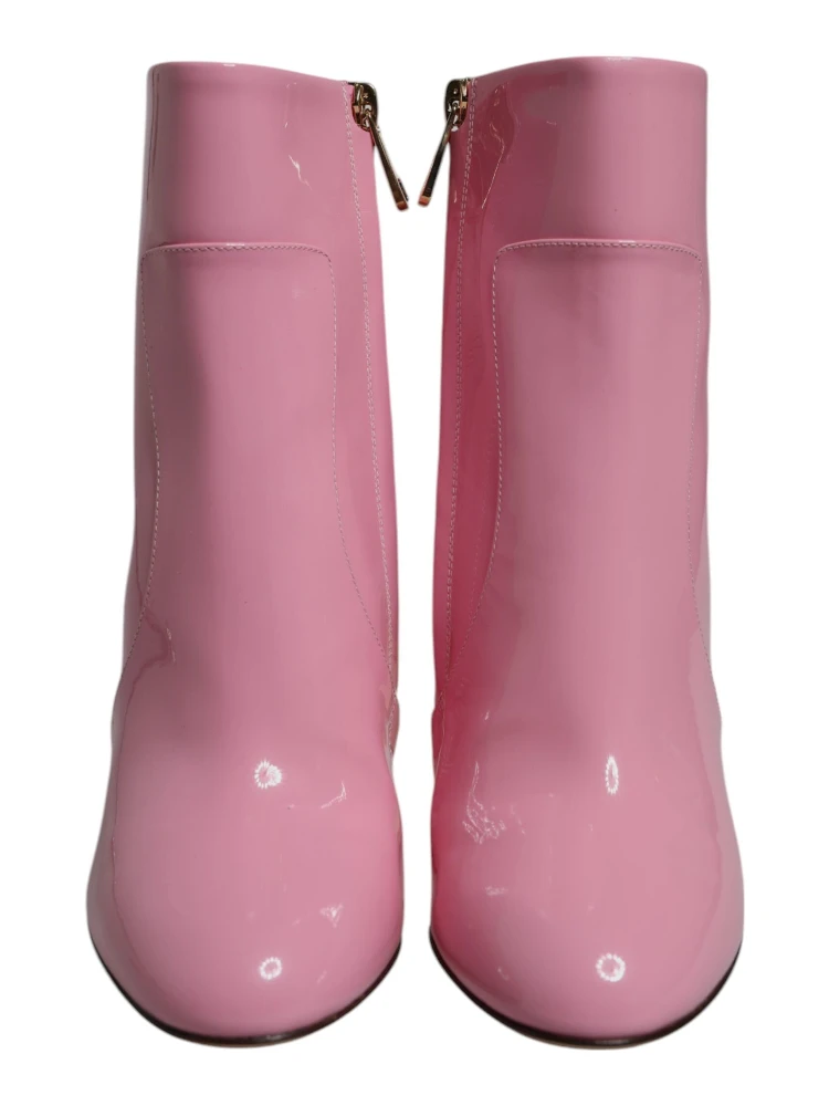 Pink Patent Leather Heel Mid Calf Boots Shoes alternative