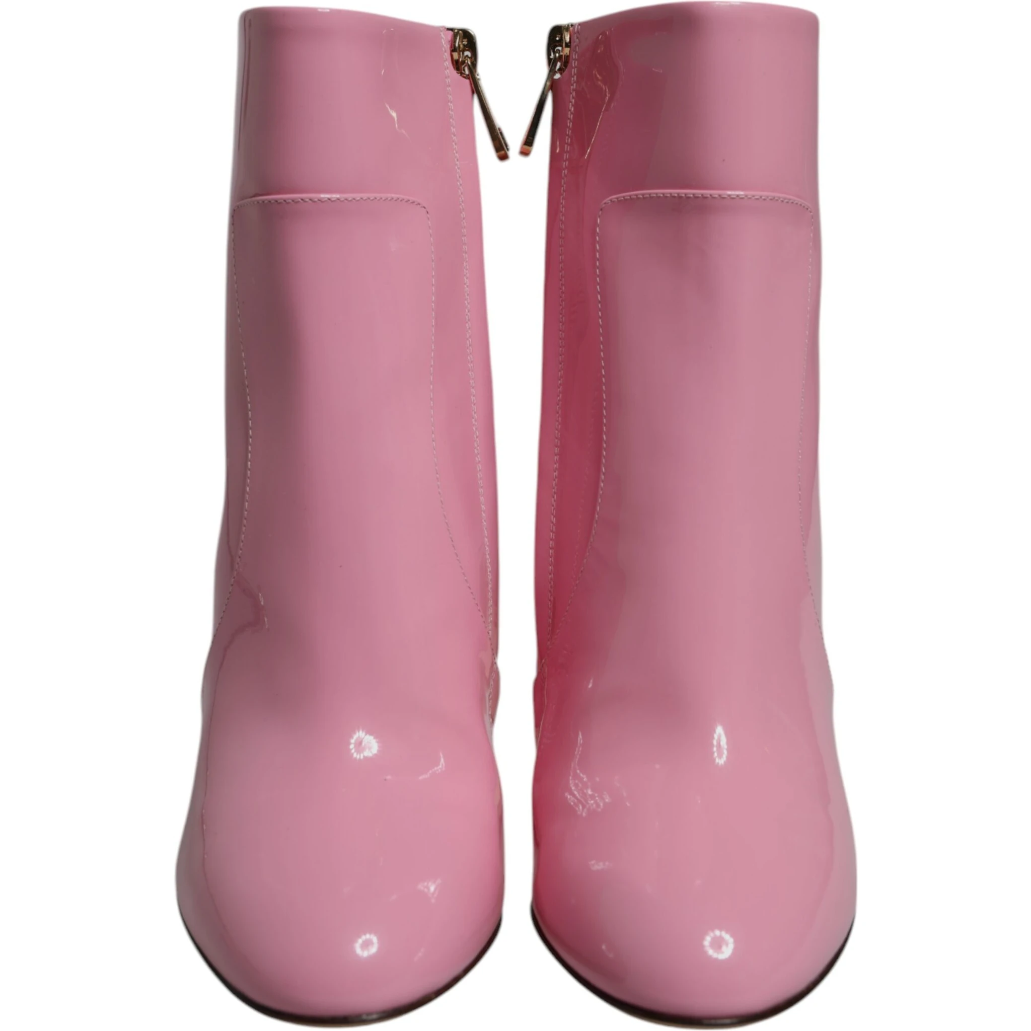 Pink Patent Leather Heel Mid Calf Boots Shoes