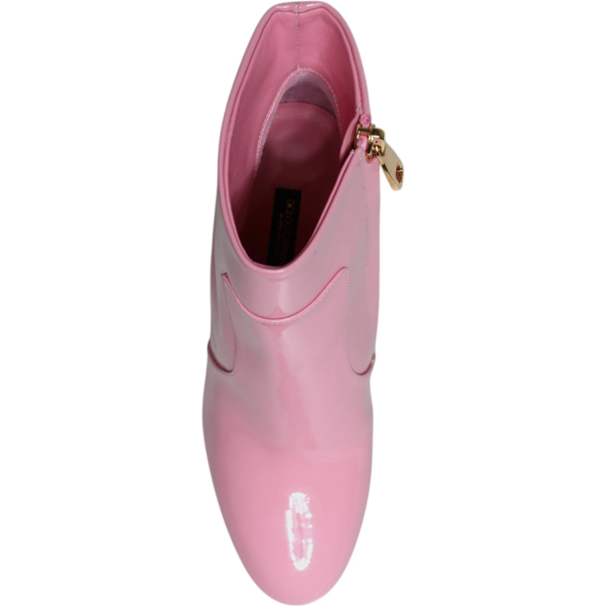 Pink Patent Leather Heel Mid Calf Boots Shoes