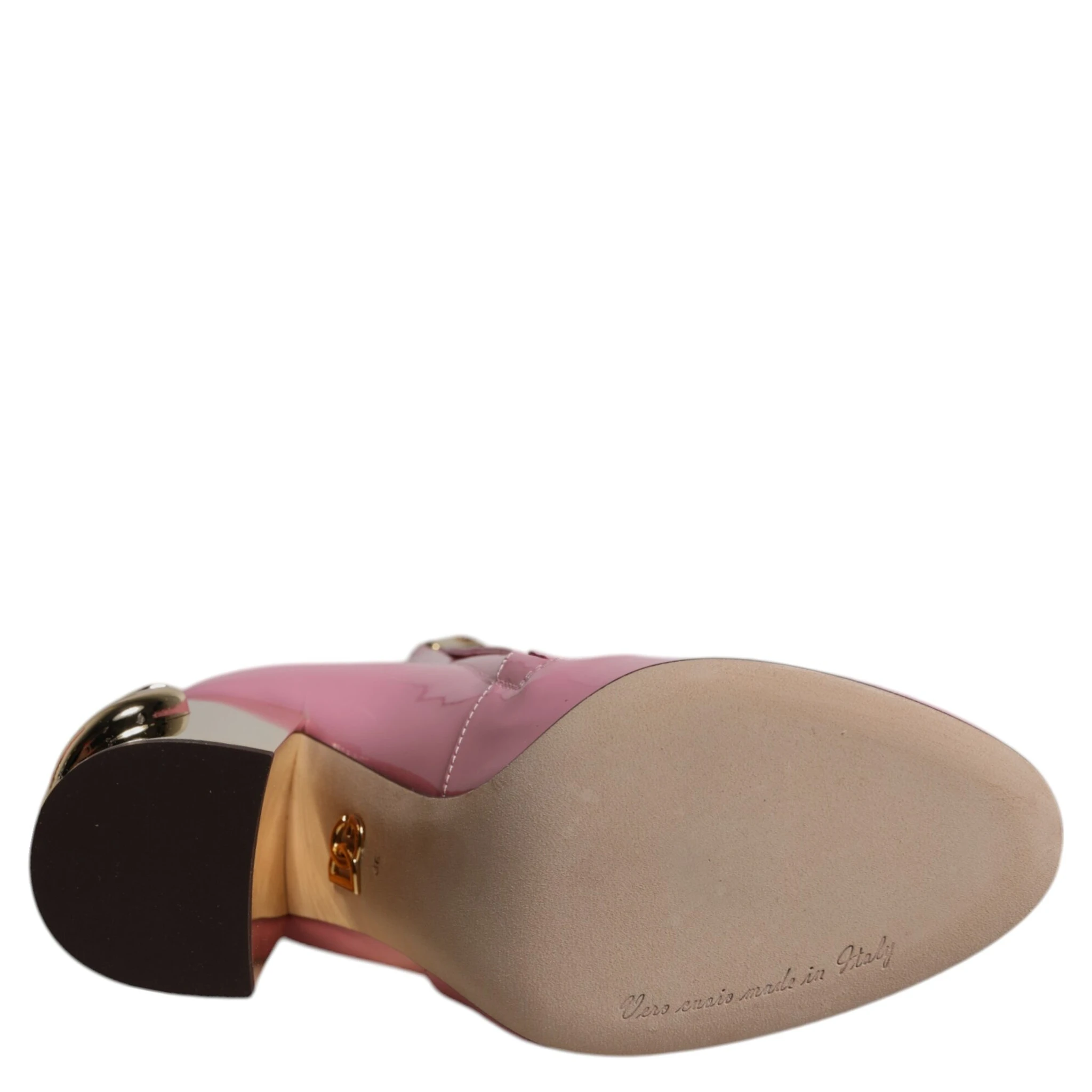 Pink Patent Leather Heel Mid Calf Boots Shoes