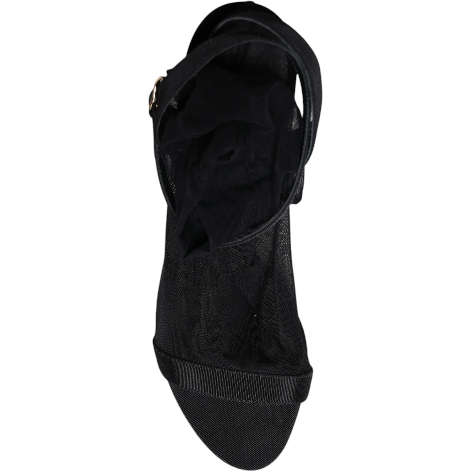 Black Tulle Stretch Heels Sandals Shoes