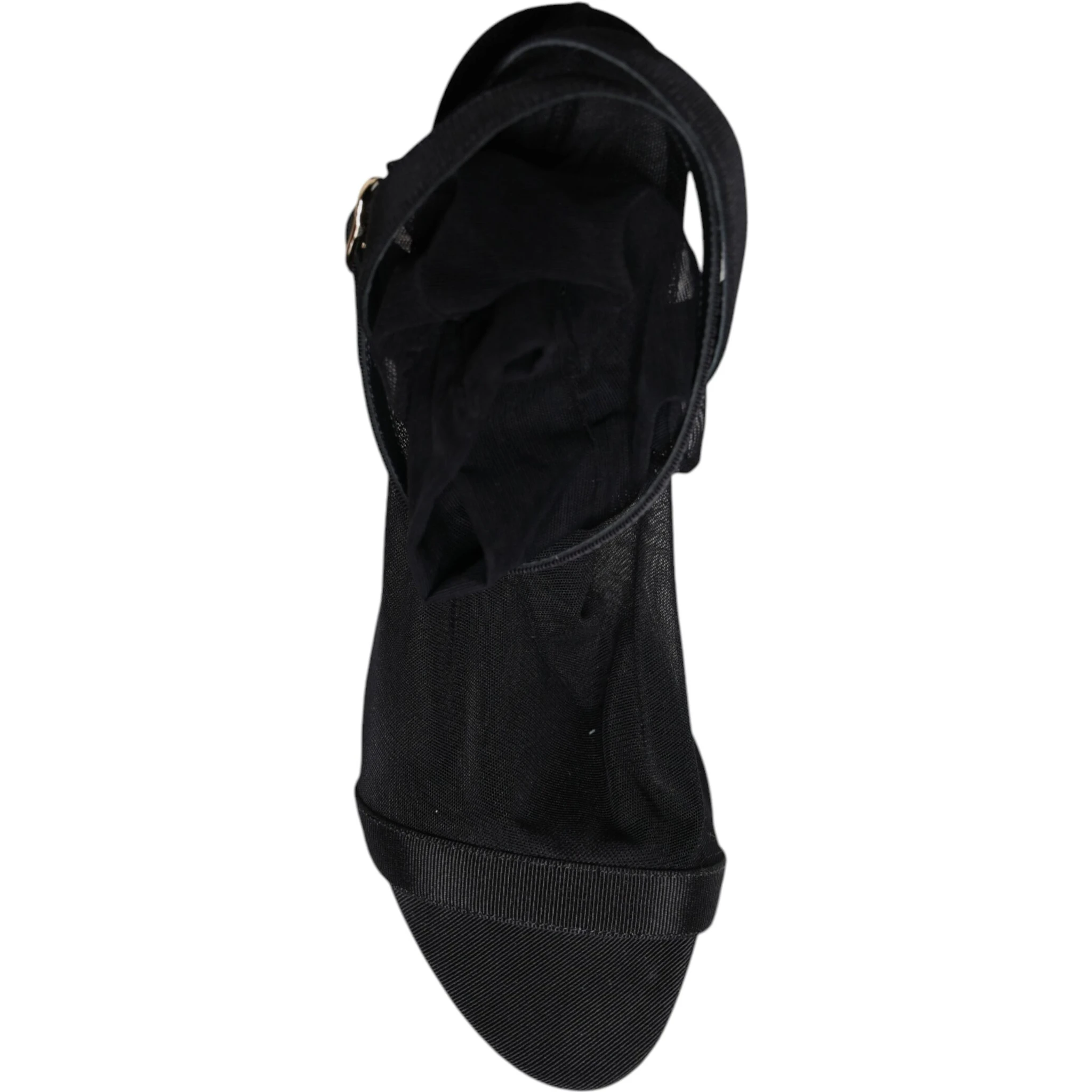 Black Tulle Stretch Heels Sandals Shoes