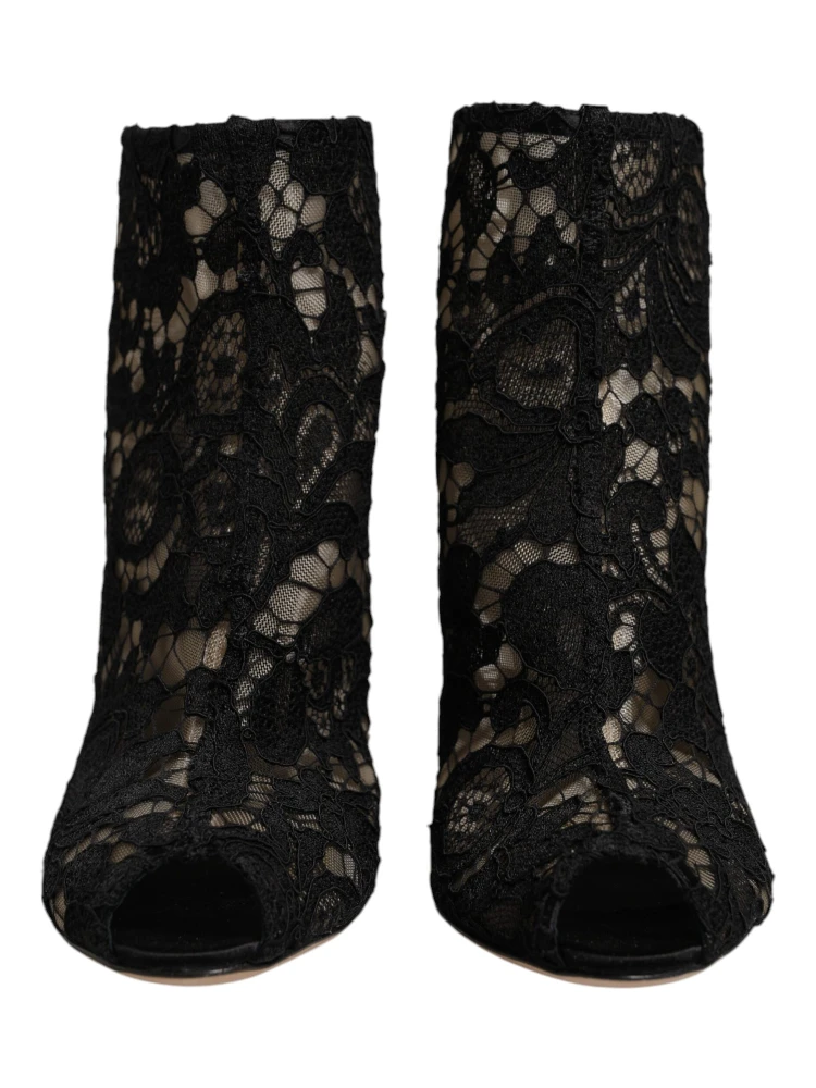 Black Floral Lace Heels Ankle Boots Shoes alternative