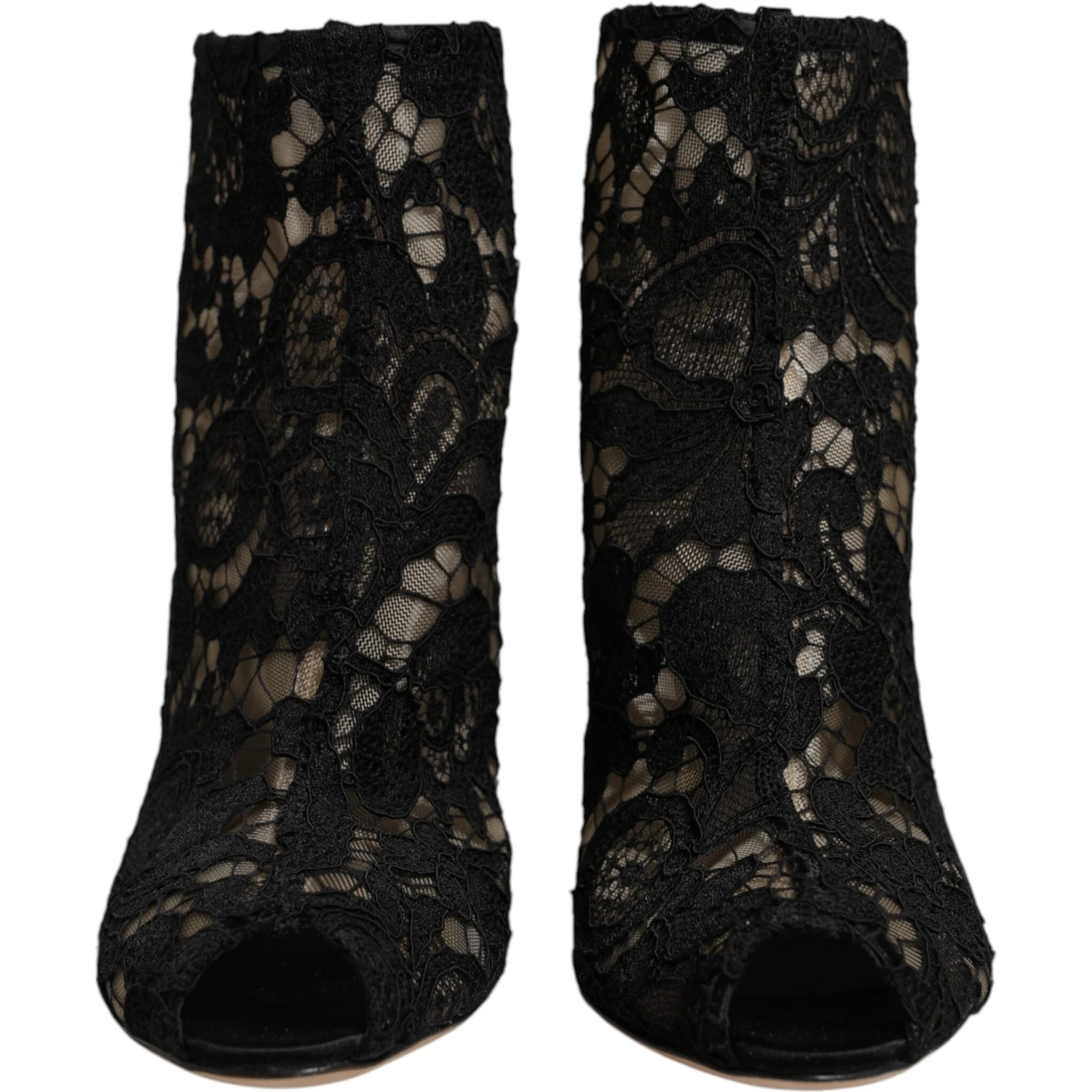 Black Floral Lace Heels Ankle Boots Shoes