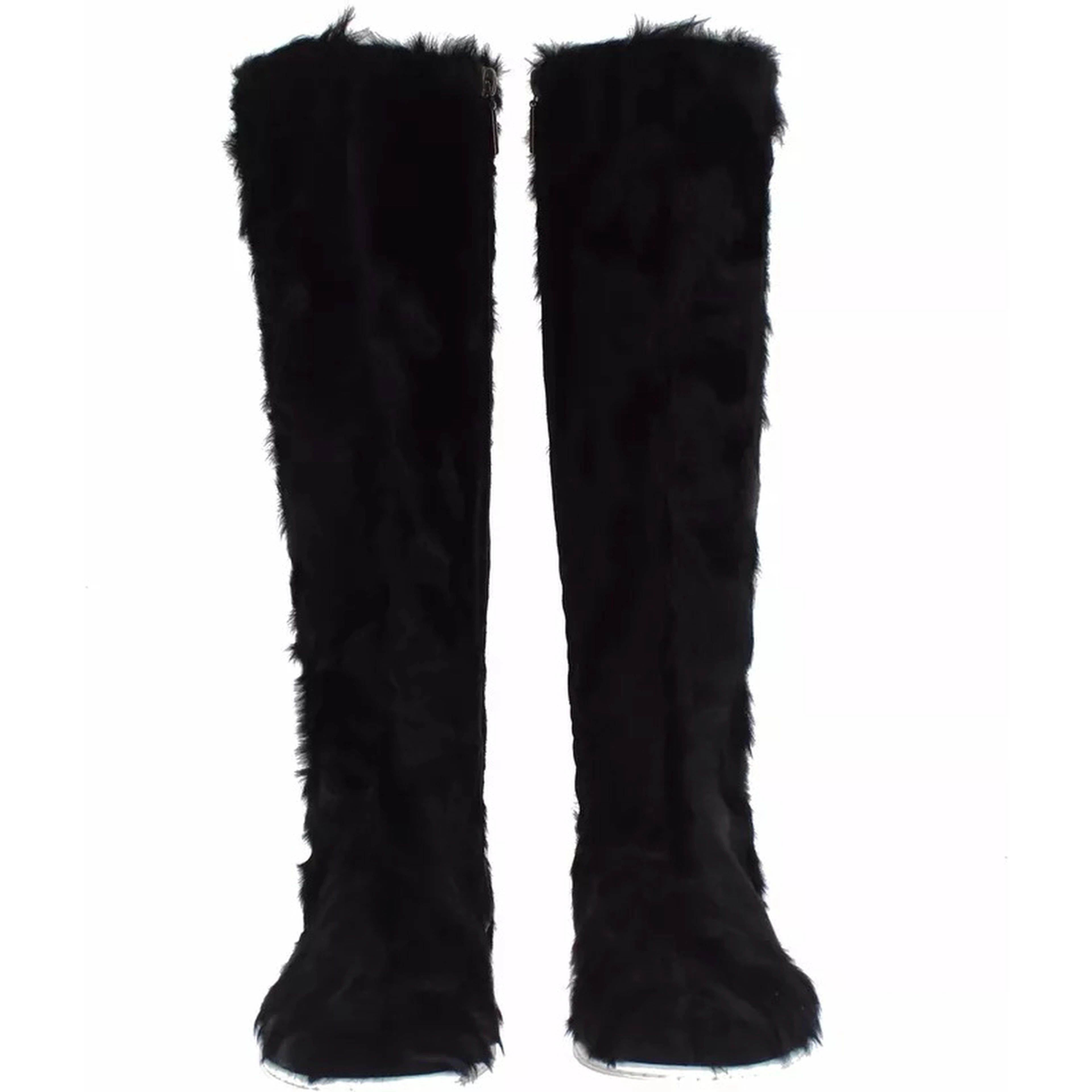 Black Xiangao Lamb Fur Leather Boots Shoes