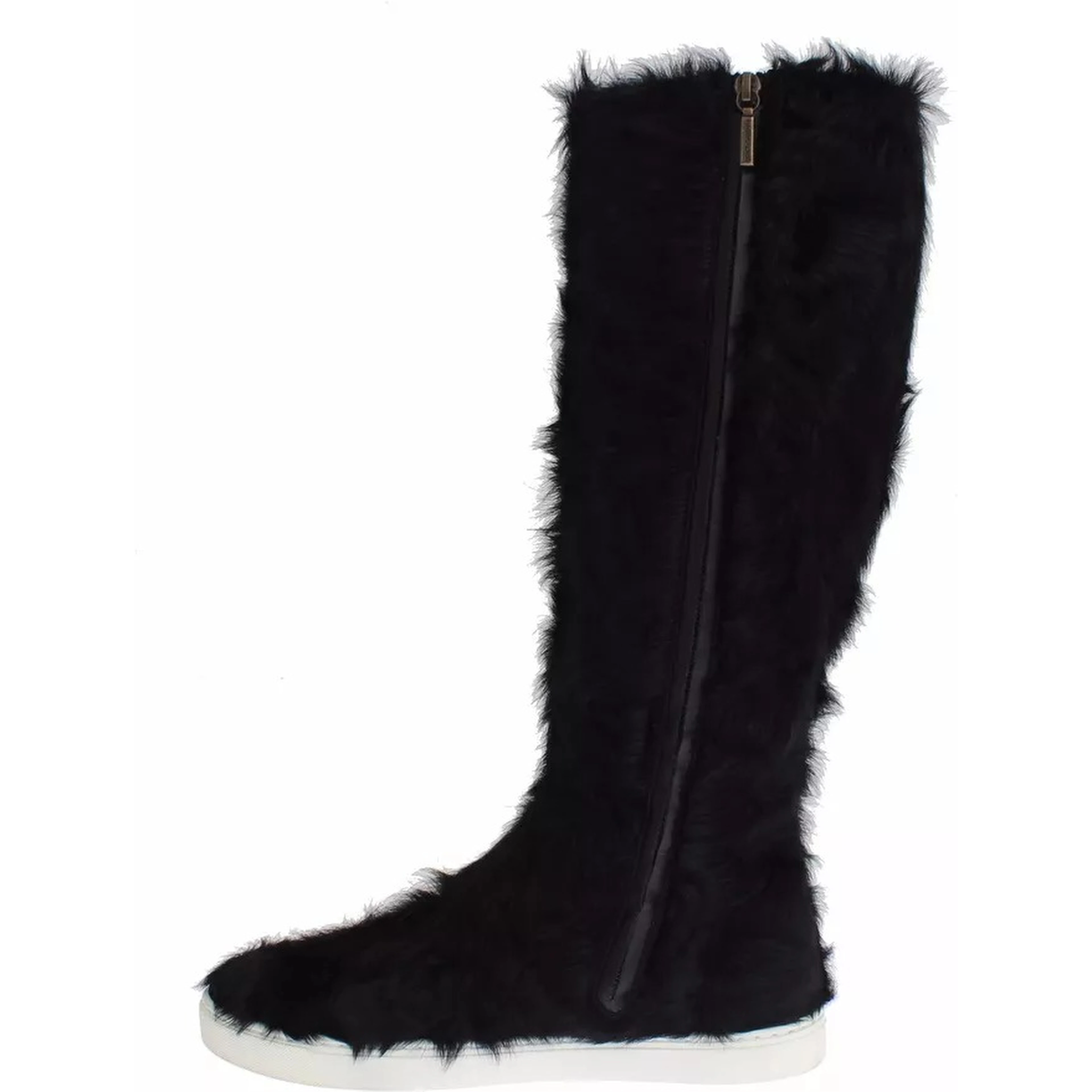 Black Xiangao Lamb Fur Leather Boots Shoes
